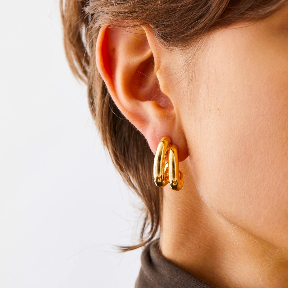 14K Gold Plated Jenny Bird Hoop Earrings Florence